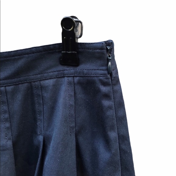 THEORY Odina Navy Blue Pleated A-Line Dark Academia Mini Skirt - Picture 3 of 3